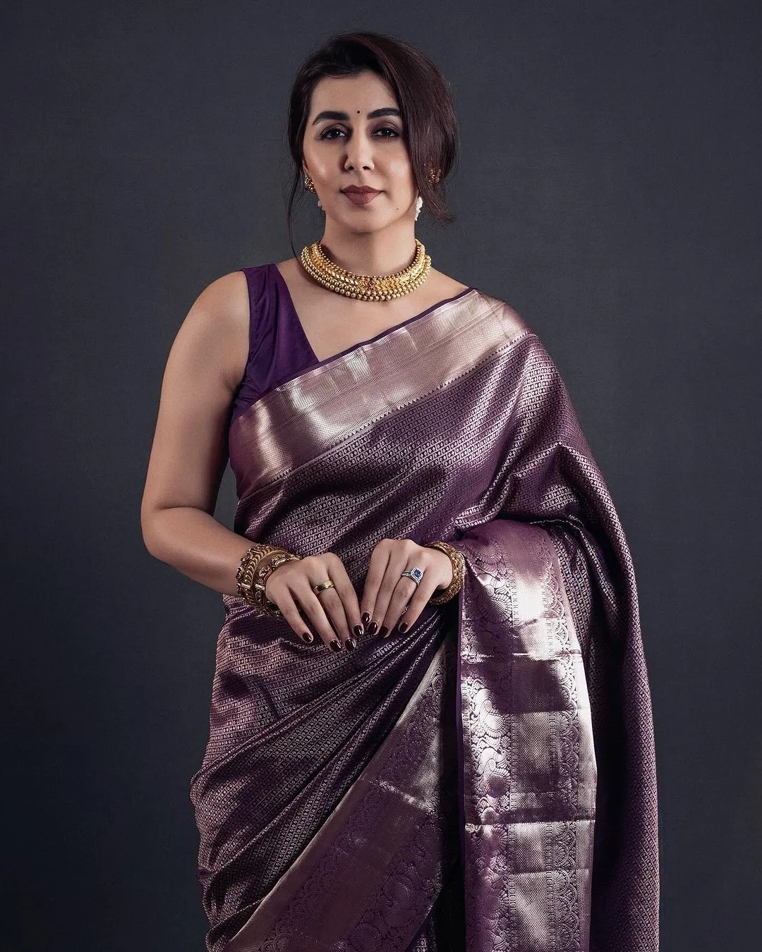 Palimpsest Purple Soft Silk Saree With Epiphany Blouse Piece