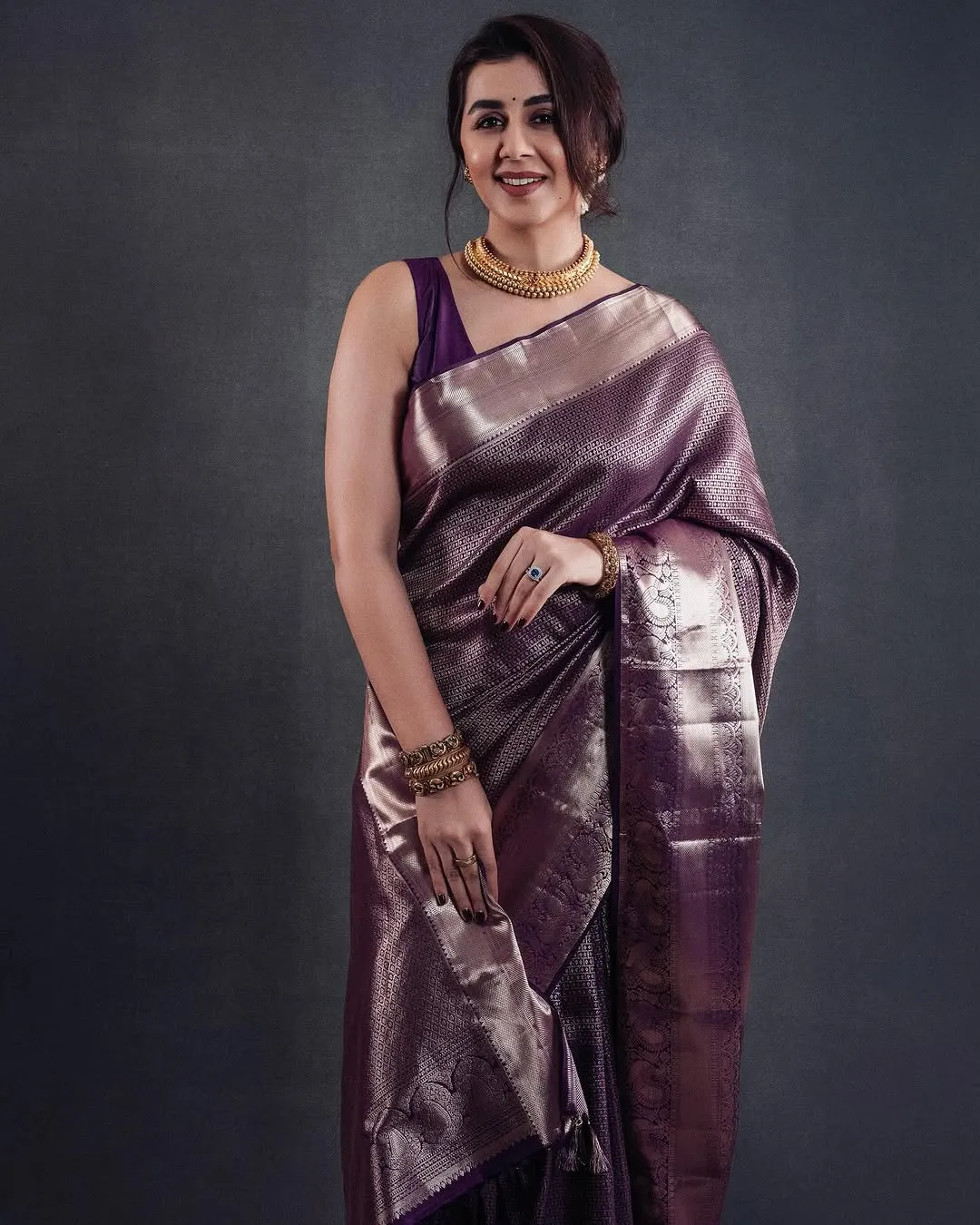 Palimpsest Purple Soft Silk Saree With Epiphany Blouse Piece