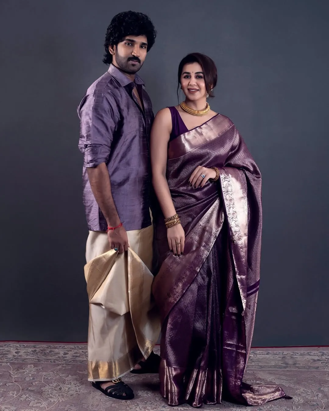Palimpsest Purple Soft Silk Saree With Epiphany Blouse Piece