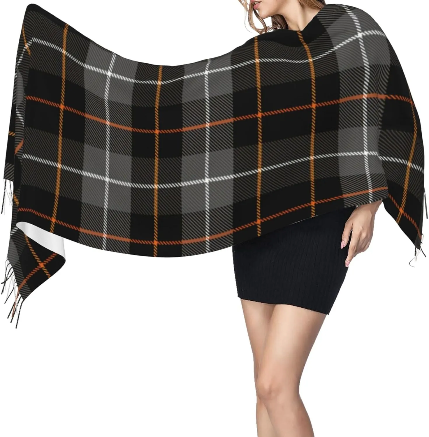 Plaid-Checkered-Textile- Imitation Cashmere Tassel Scarf Winter Scarf Autumn Softest Classic Warm