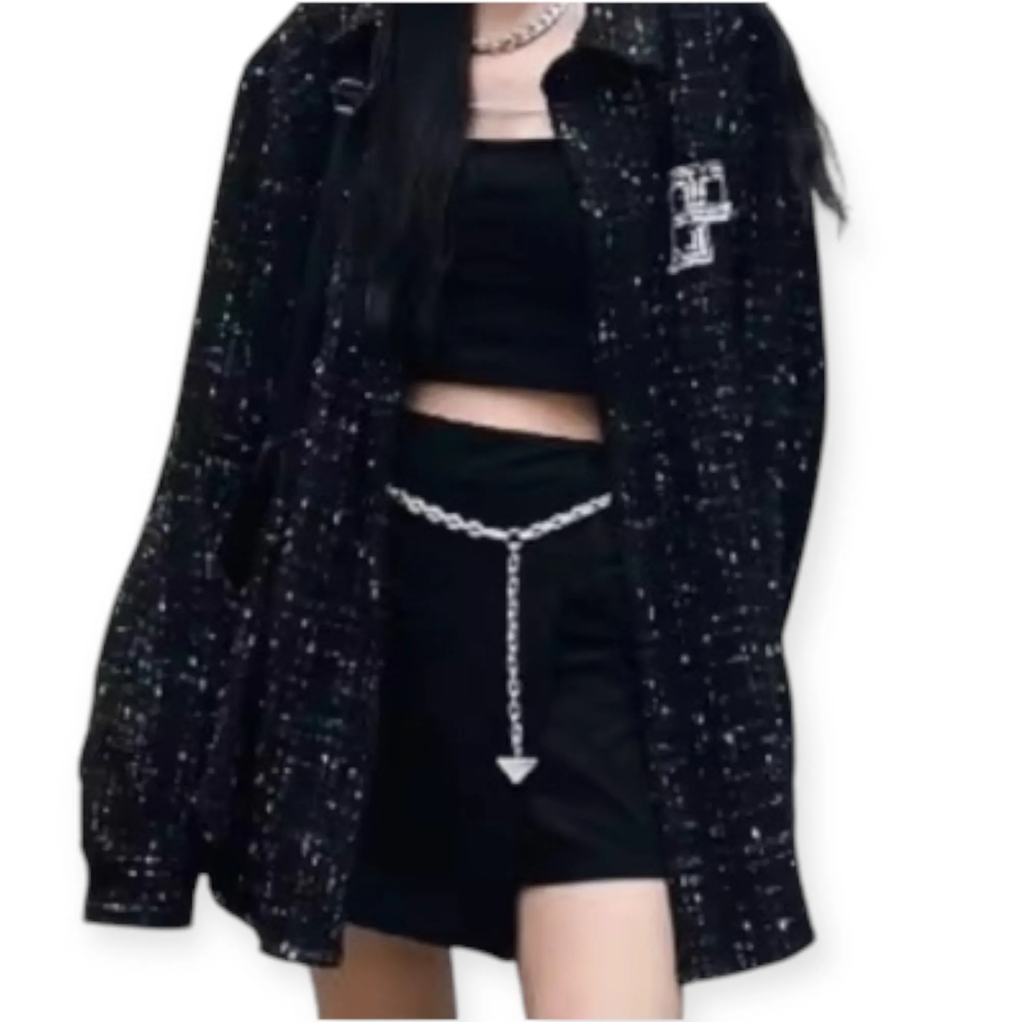 Prad Inspired Triangle Charm Chain Belt - Silver