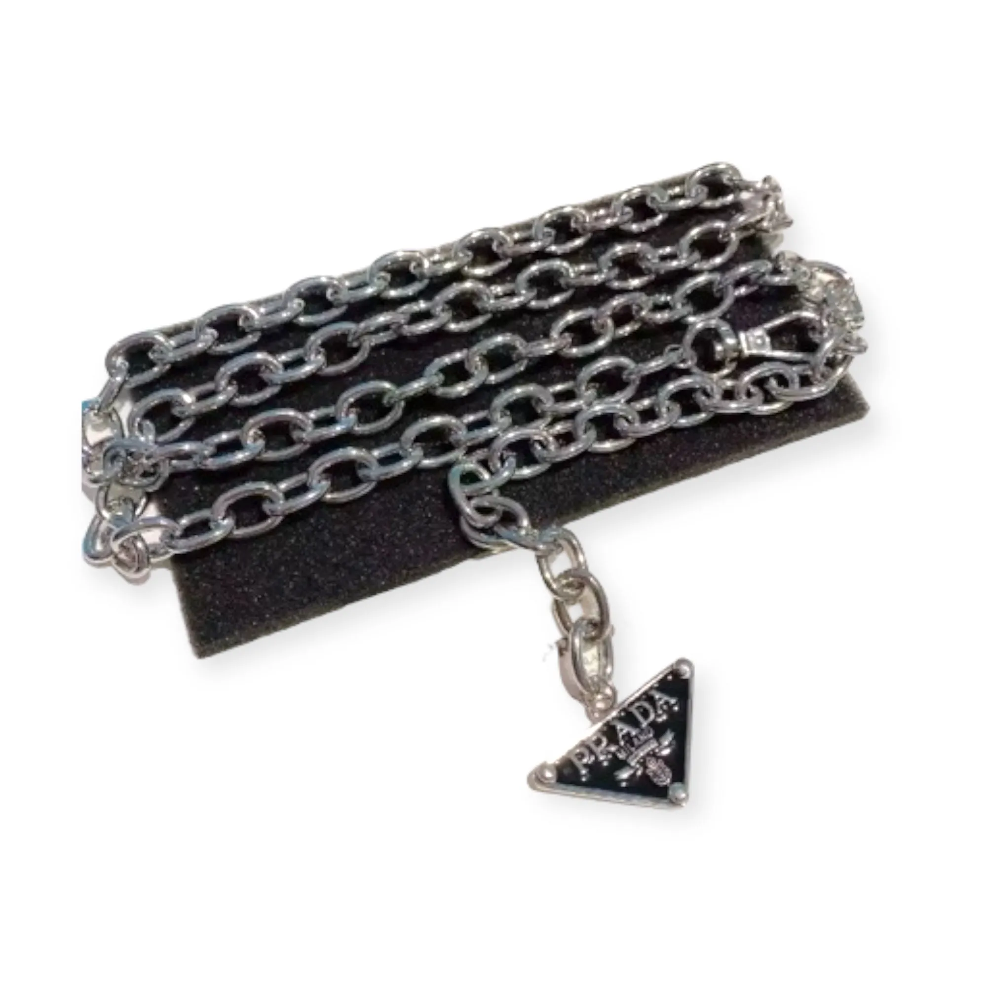 Prad Inspired Triangle Charm Chain Belt - Silver