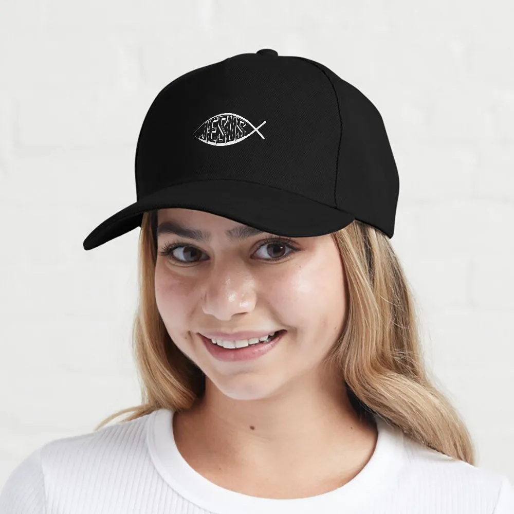 Praise Jesus Fish Ichthus Church Peace Holy Spirit Ichthys Cap
