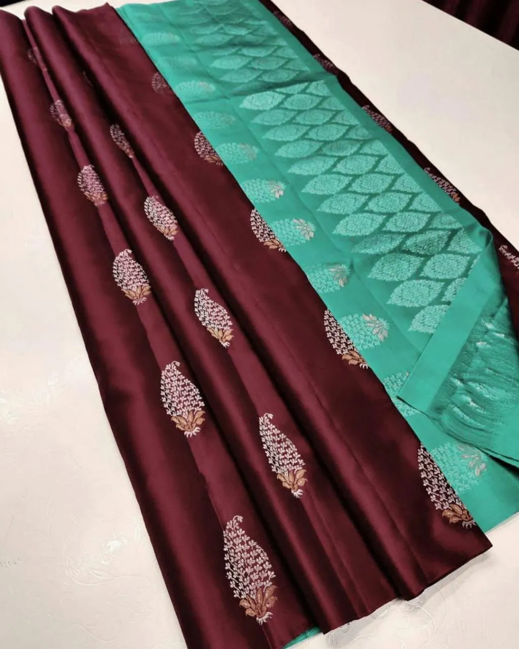 Precious Maroon Soft Silk Saree With Glamorous Blouse Piece