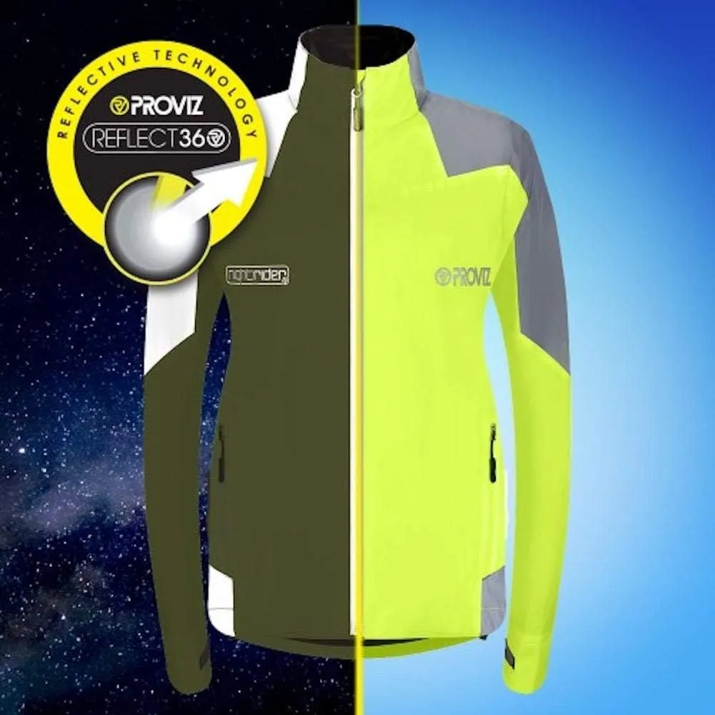 Proviz Women's Nightrider Reflective Waterproof Cycling Jacket Hi Visibility Breathable Cycling Coat