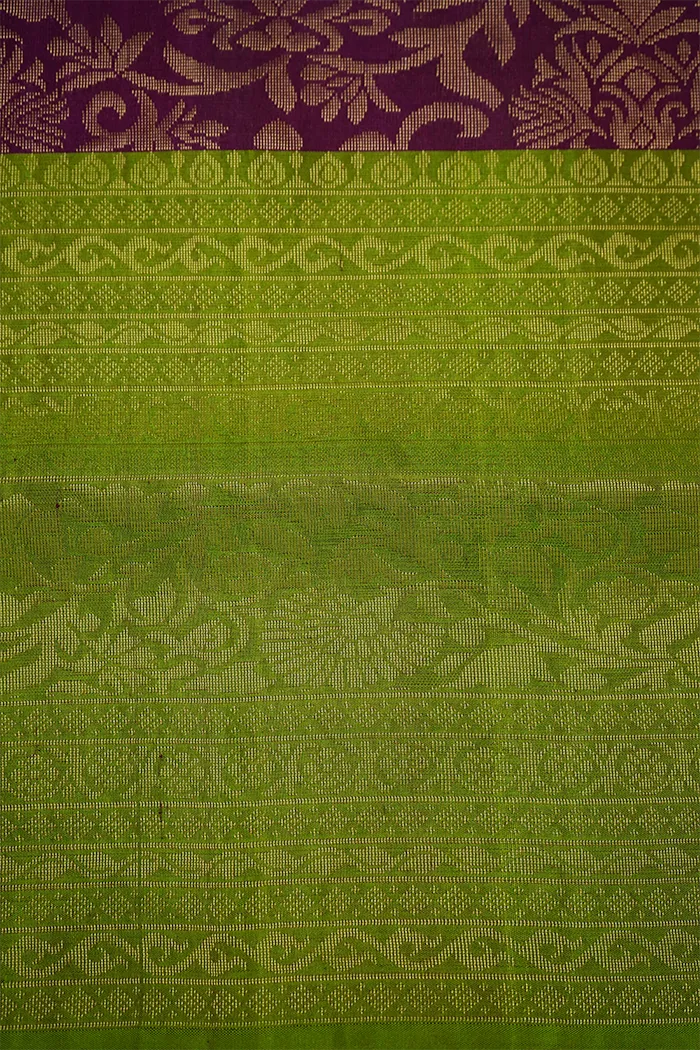 RAISIN WITH LEAF GREEN SOFT SILK SAREE
