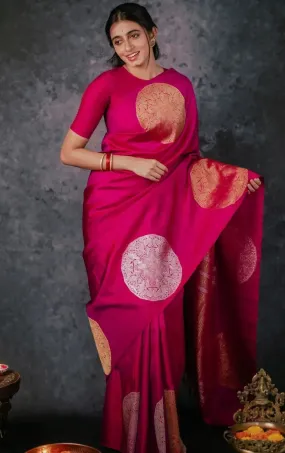 Refreshing Dark Pink Soft Silk Saree With Capricious Blouse Piece
