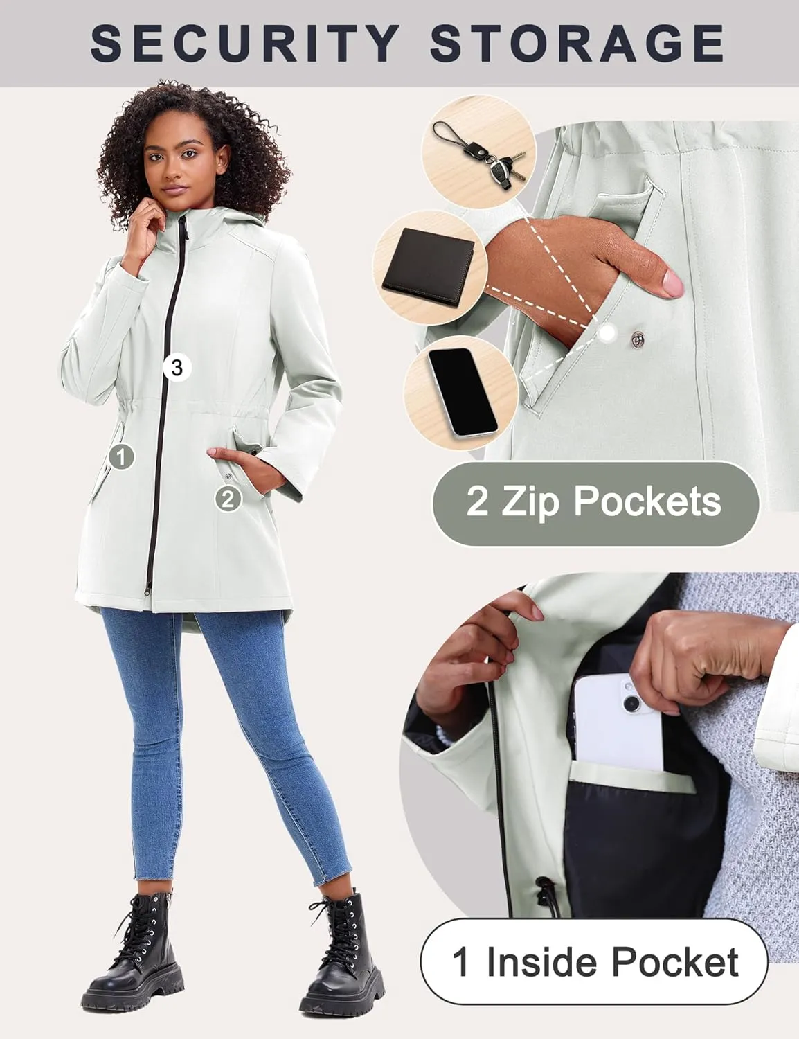 ROYAL MATRIX Women's Waterproof Rain Jacket Lightweight Hooded Breathable Windbreaker Softshell Jacket