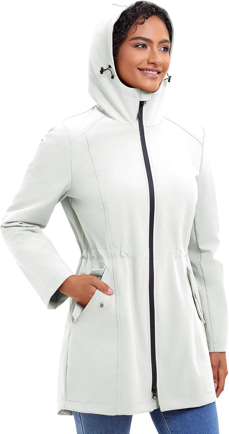ROYAL MATRIX Women's Waterproof Rain Jacket Lightweight Hooded Breathable Windbreaker Softshell Jacket