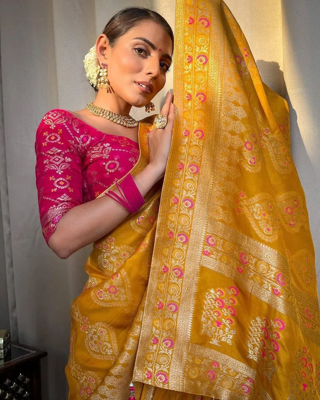 Scintilla Yellow Soft Silk Saree With Classic Blouse Piece