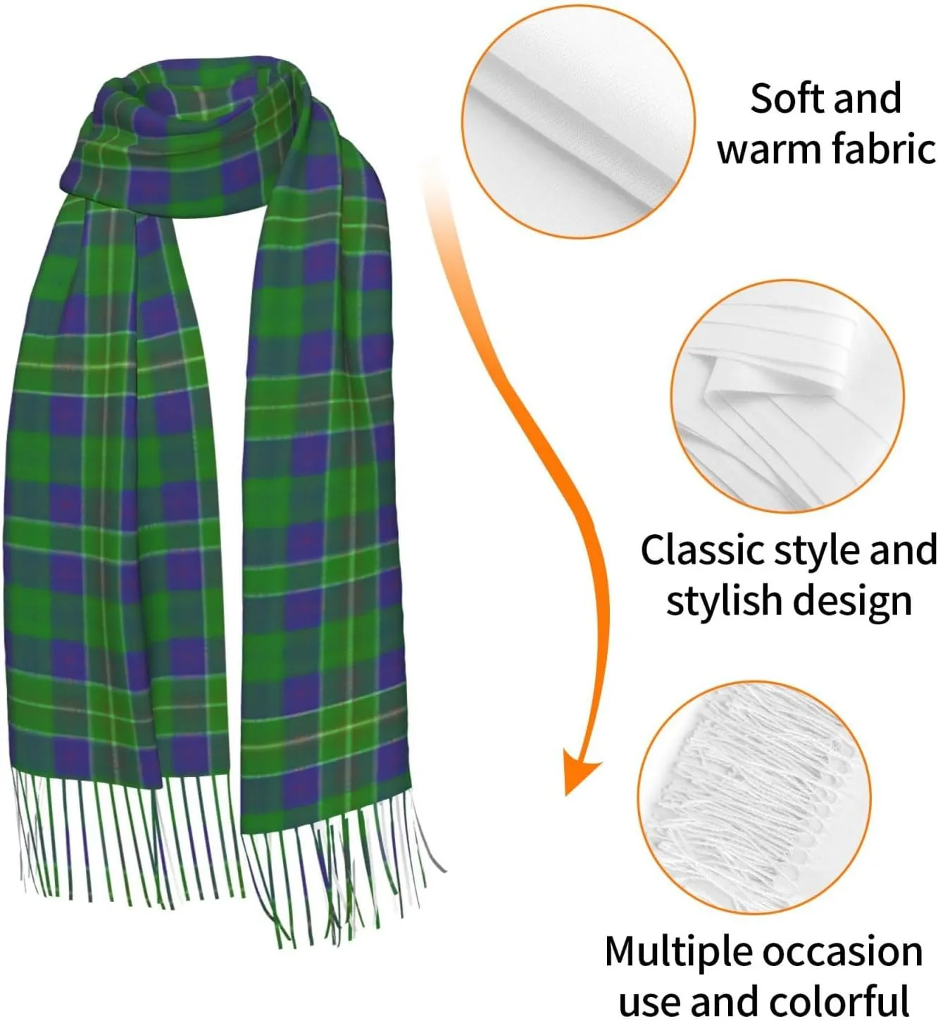 Scottish Clan Maxwell Tartan Plaid Imitation Cashmere Tassel Scarf Winter Scarf Autumn Softest Classic Warm