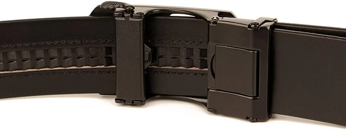 SEFAX Belt Men, Leather Ratchet Dress Belt, Jeans Belt with Easier Slide Buckle, Adjustable Trim to Fit (Size : 110cm)