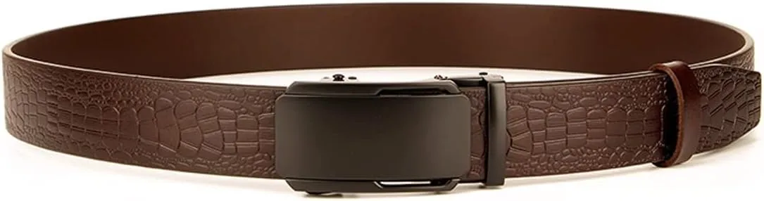 SEFAX Belt Men, Leather Ratchet Dress Belt, Jeans Belt with Easier Slide Buckle, Adjustable Trim to Fit (Size : 110cm)