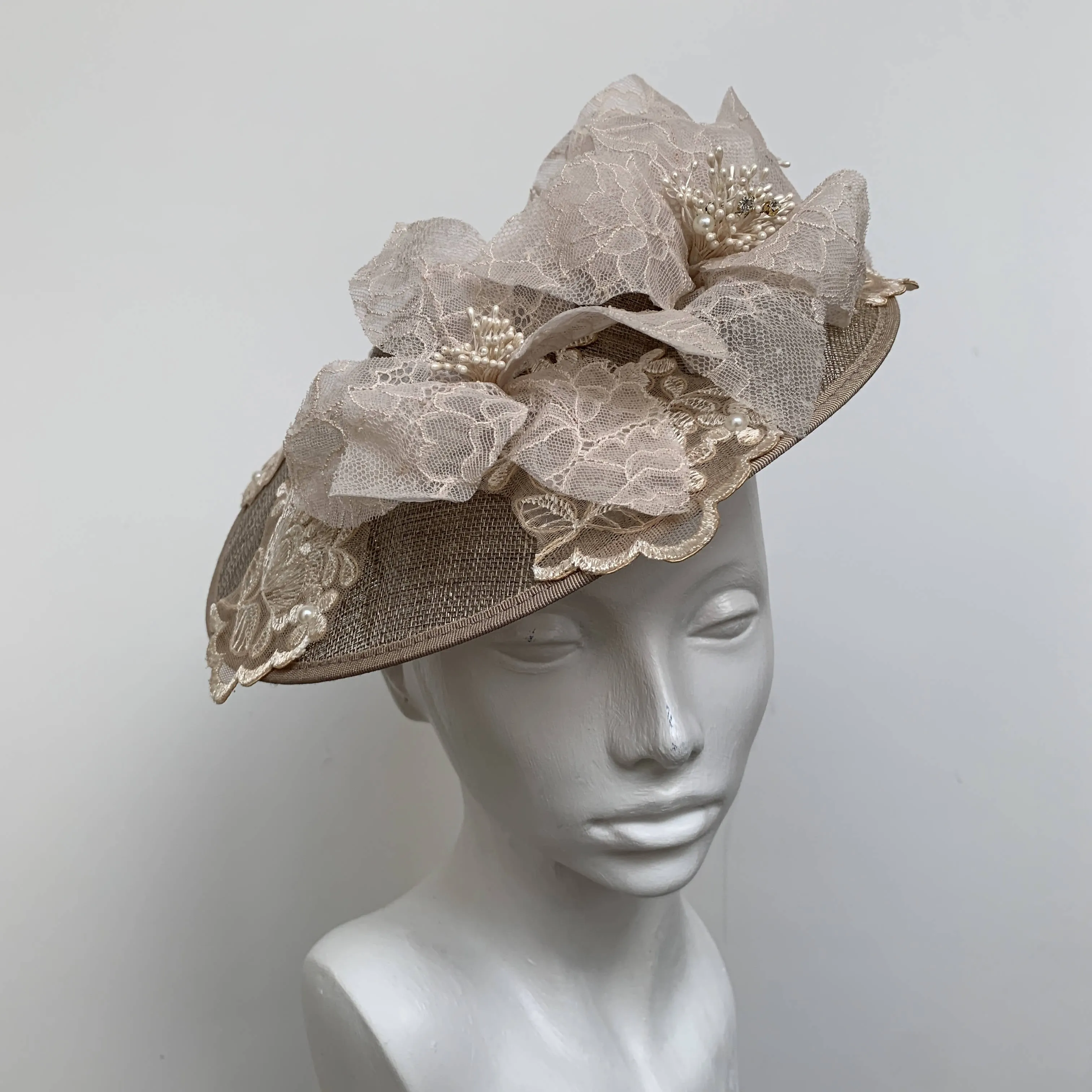 Selena Beige Crinoline Cartwheel Hat