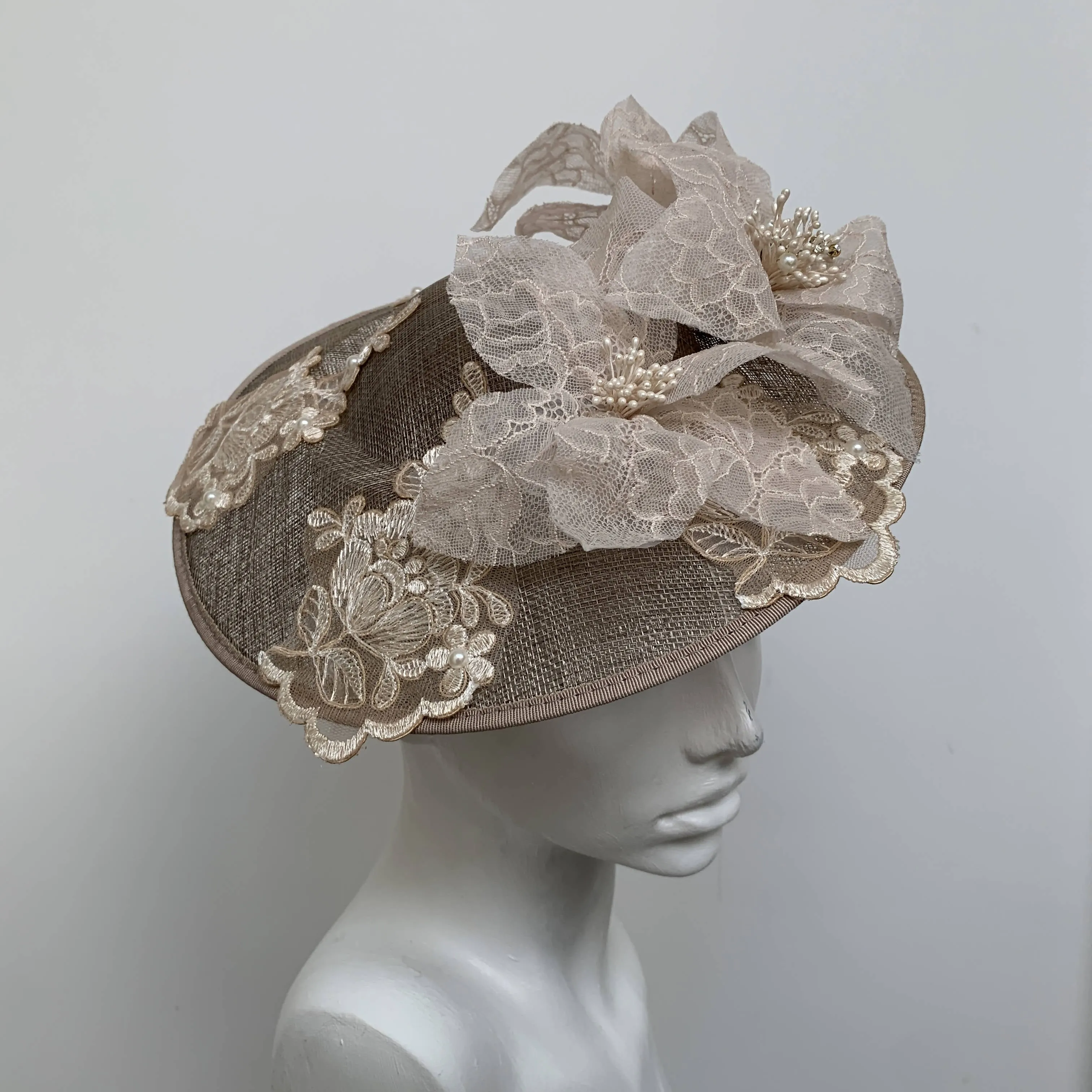 Selena Beige Crinoline Cartwheel Hat