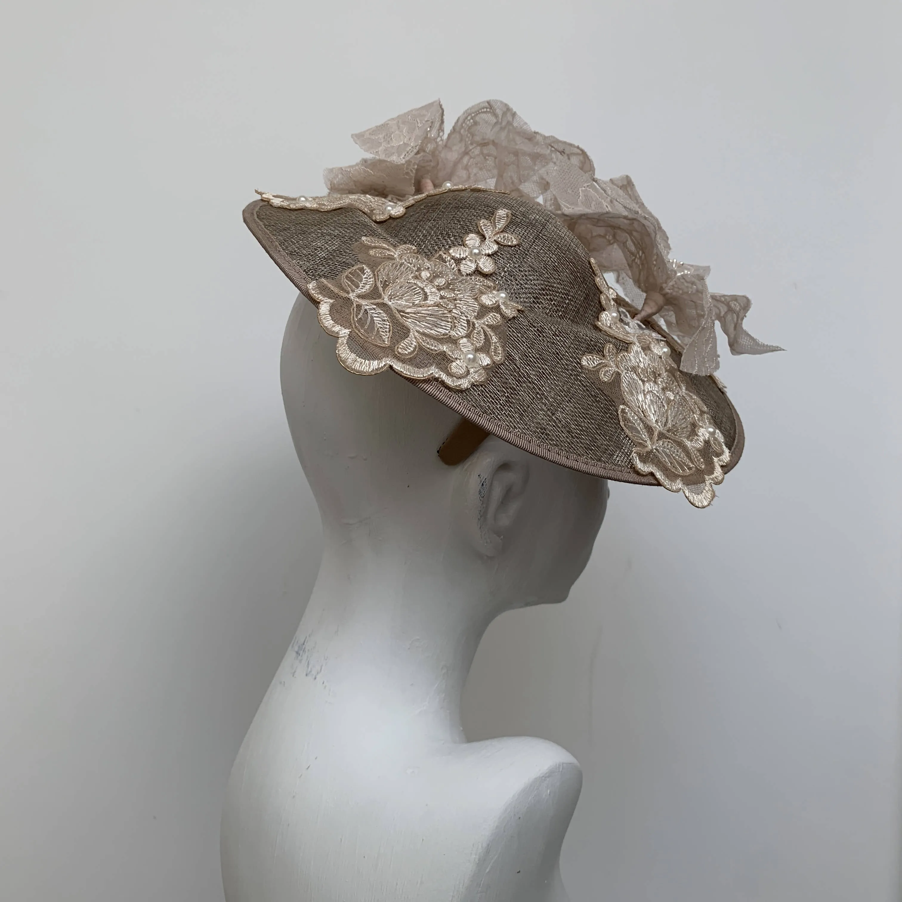 Selena Beige Crinoline Cartwheel Hat