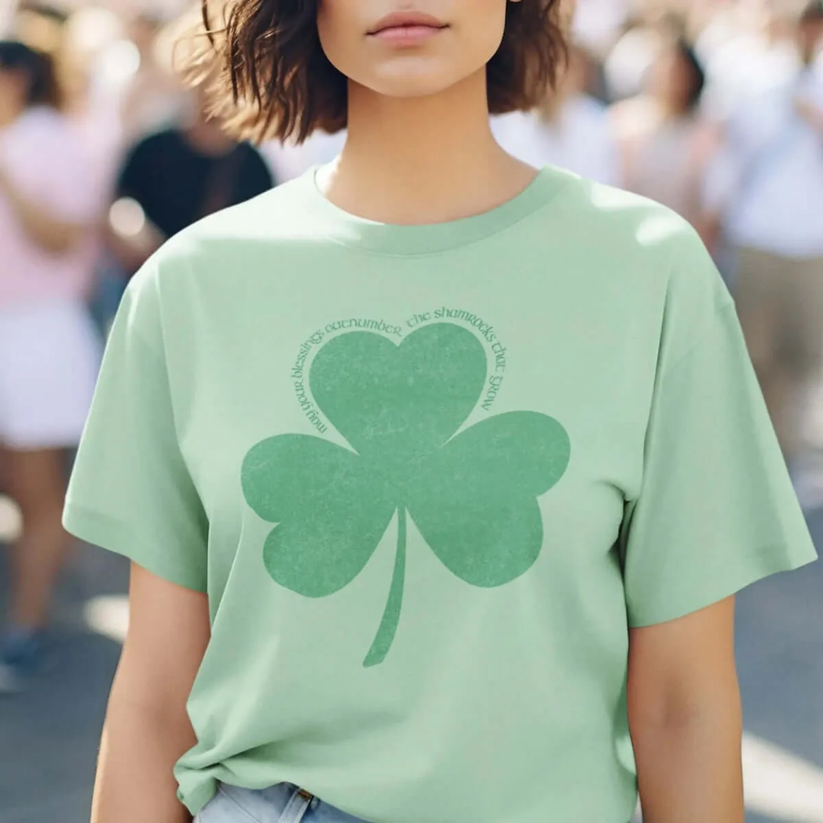 St Patrick's Day Shirt, Christian Blessings Shamrock Clover St Patty's Tee