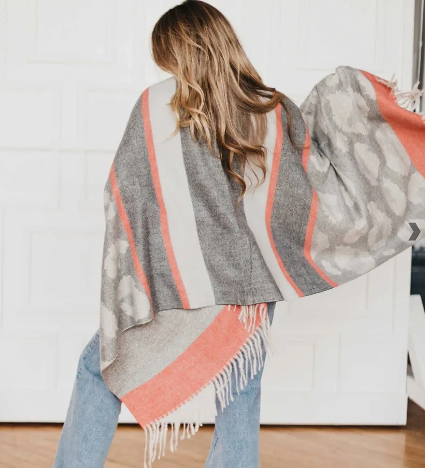 Stripe Leopard Scarf