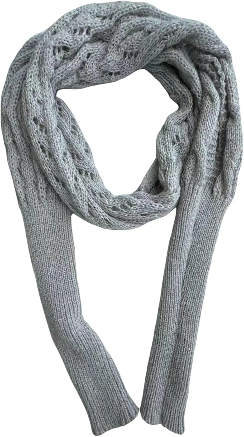 Sweater Scarf with Sleeves for Women Multi-Use Knitted Cable Wrap Shrugs Crochet Fashion Shawl Cape