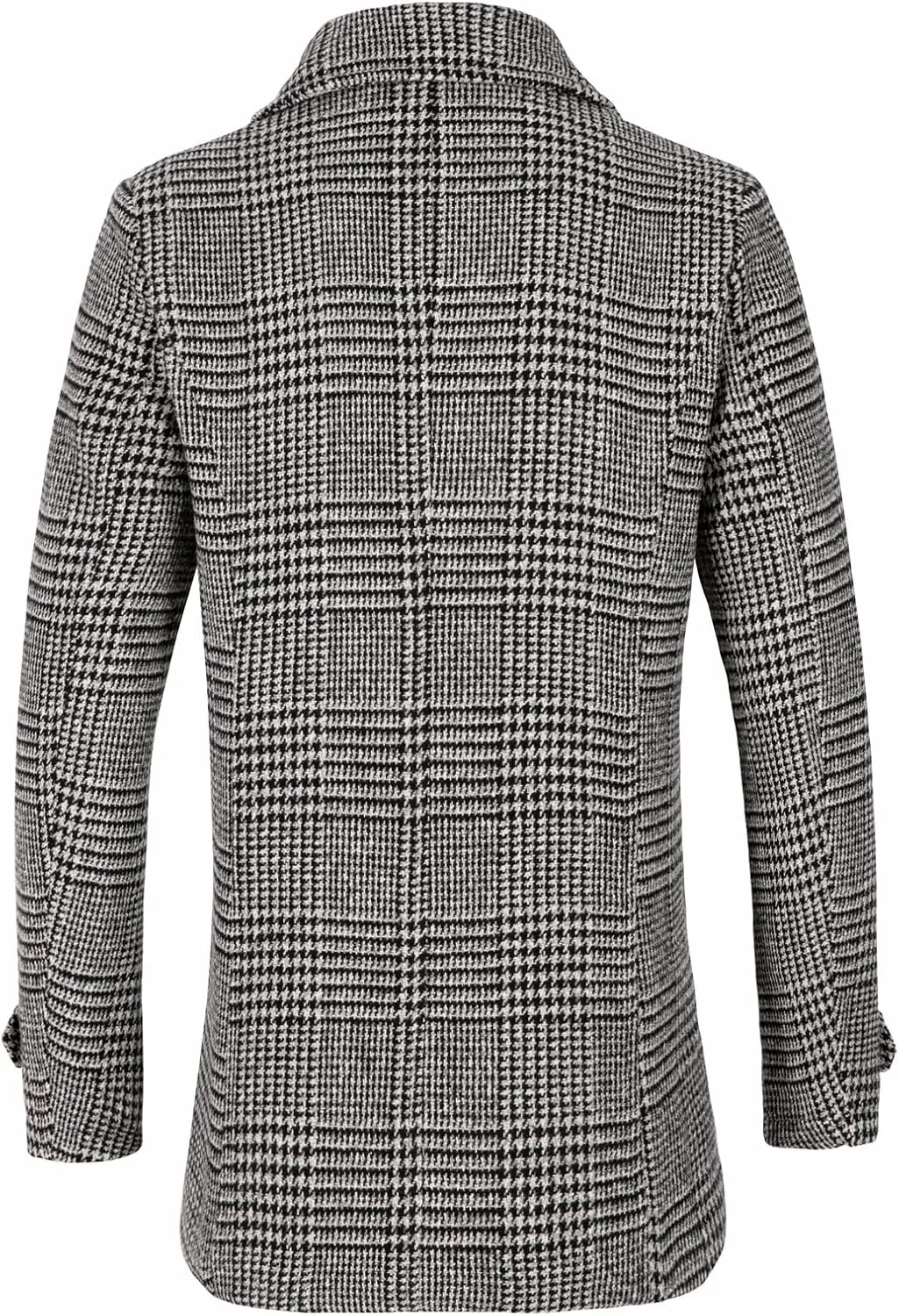 ThCreasa Mens Classic Double Breasted Pea Coat Wool Blend Quilted Lined Notched Collar Overcoat Trench Coat