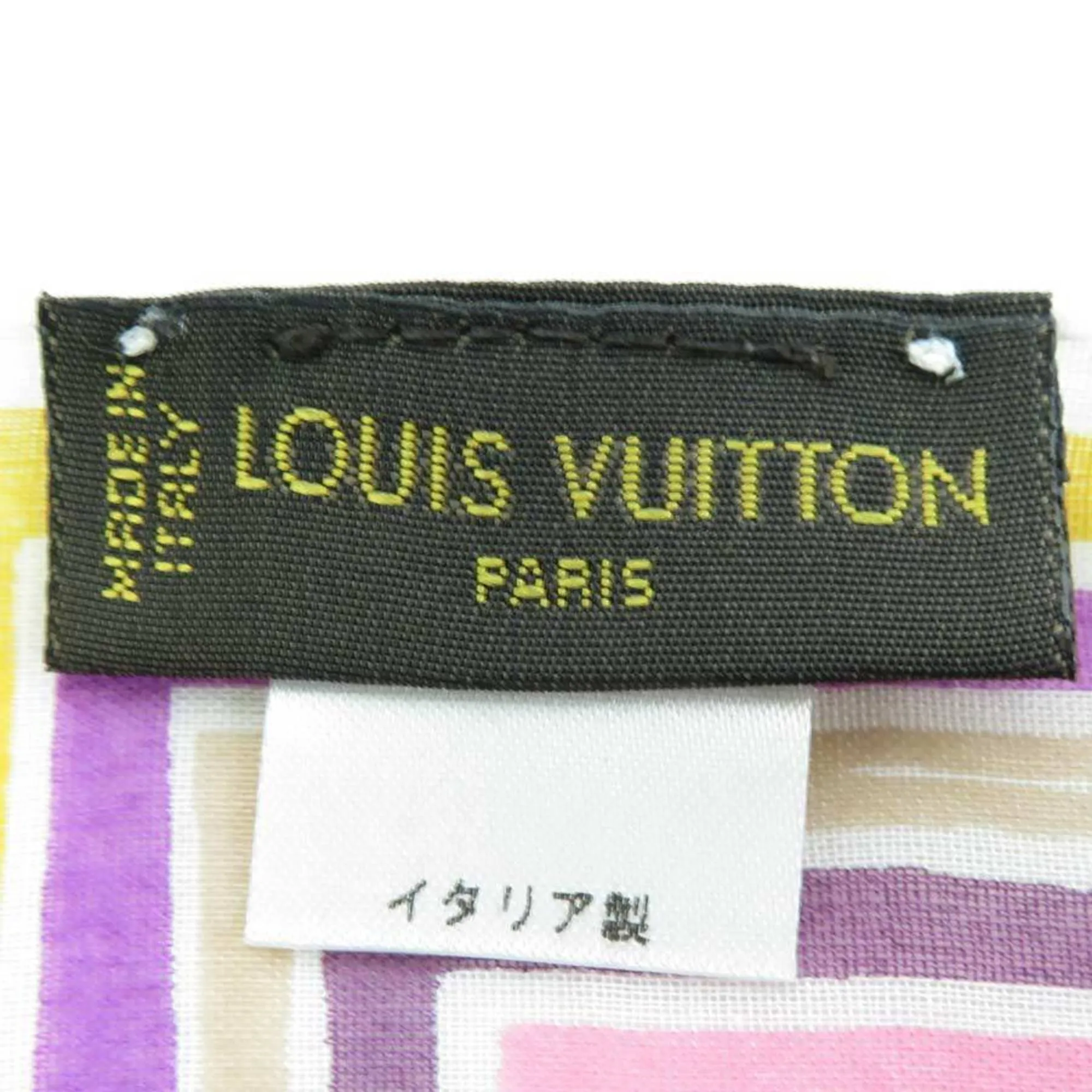 Trendy Inspired Louis Vuitton Scarf Muffler Handkerchief Monogram Cotton White/multicolor Women's