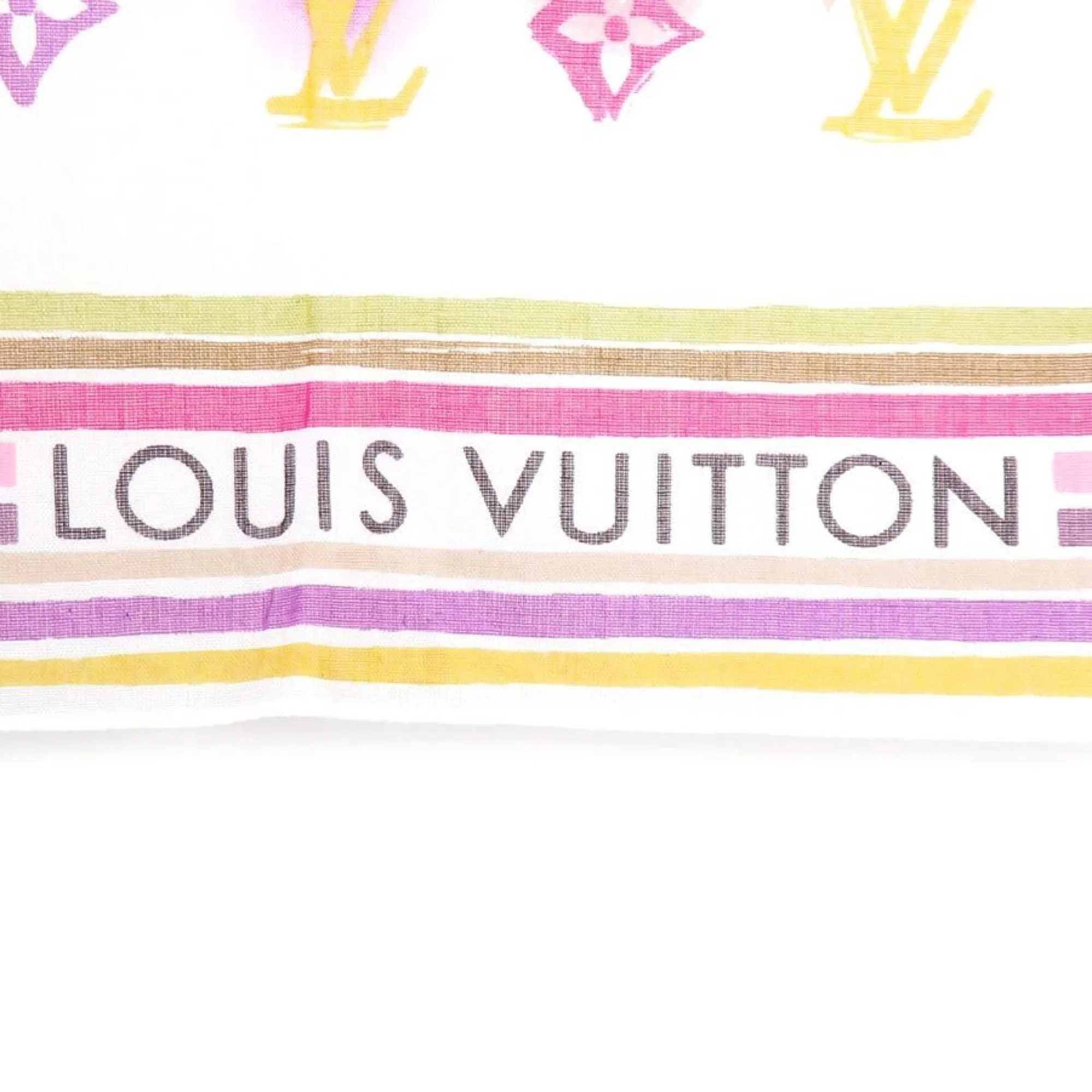 Trendy Inspired Louis Vuitton Scarf Muffler Handkerchief Monogram Cotton White/multicolor Women's