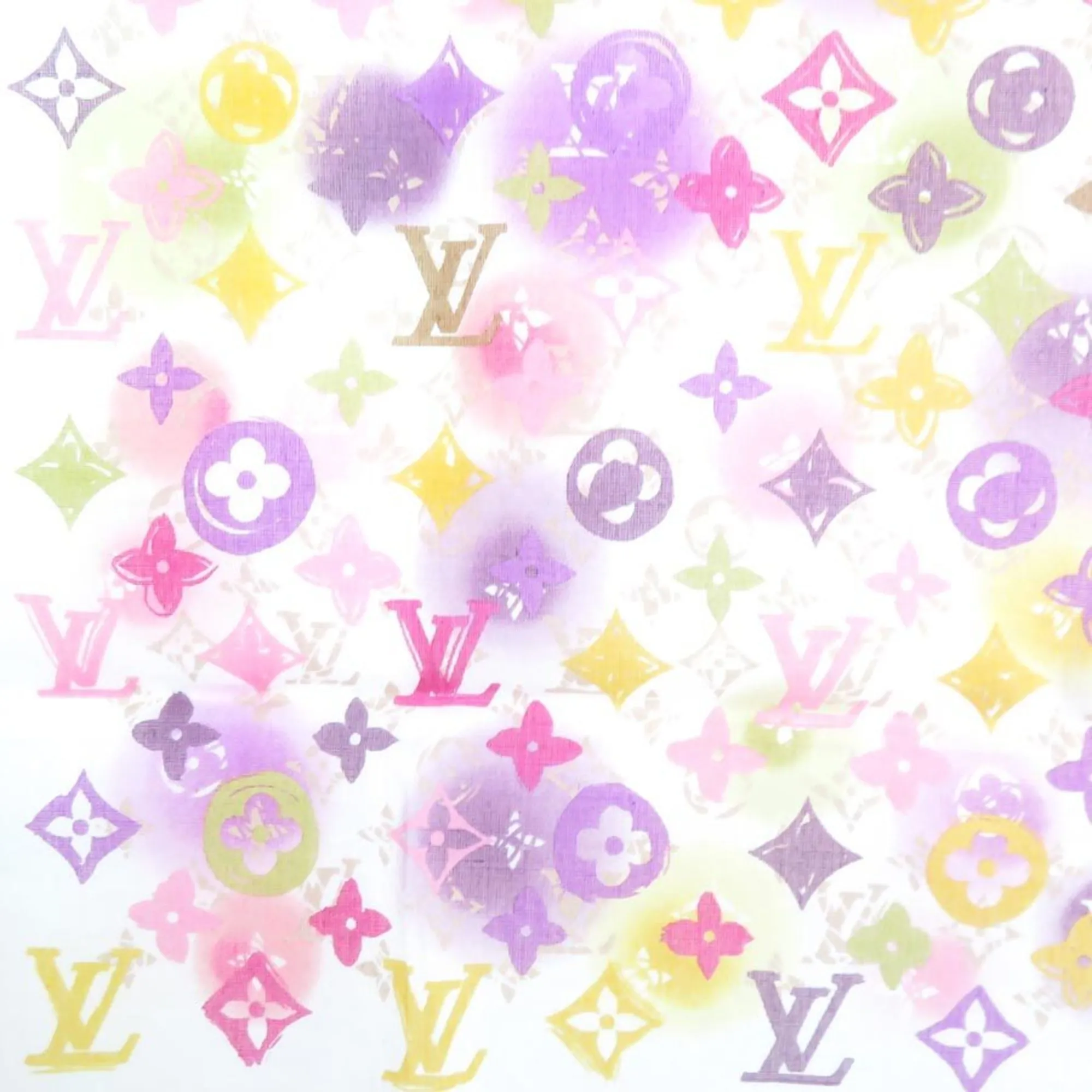 Trendy Inspired Louis Vuitton Scarf Muffler Handkerchief Monogram Cotton White/multicolor Women's