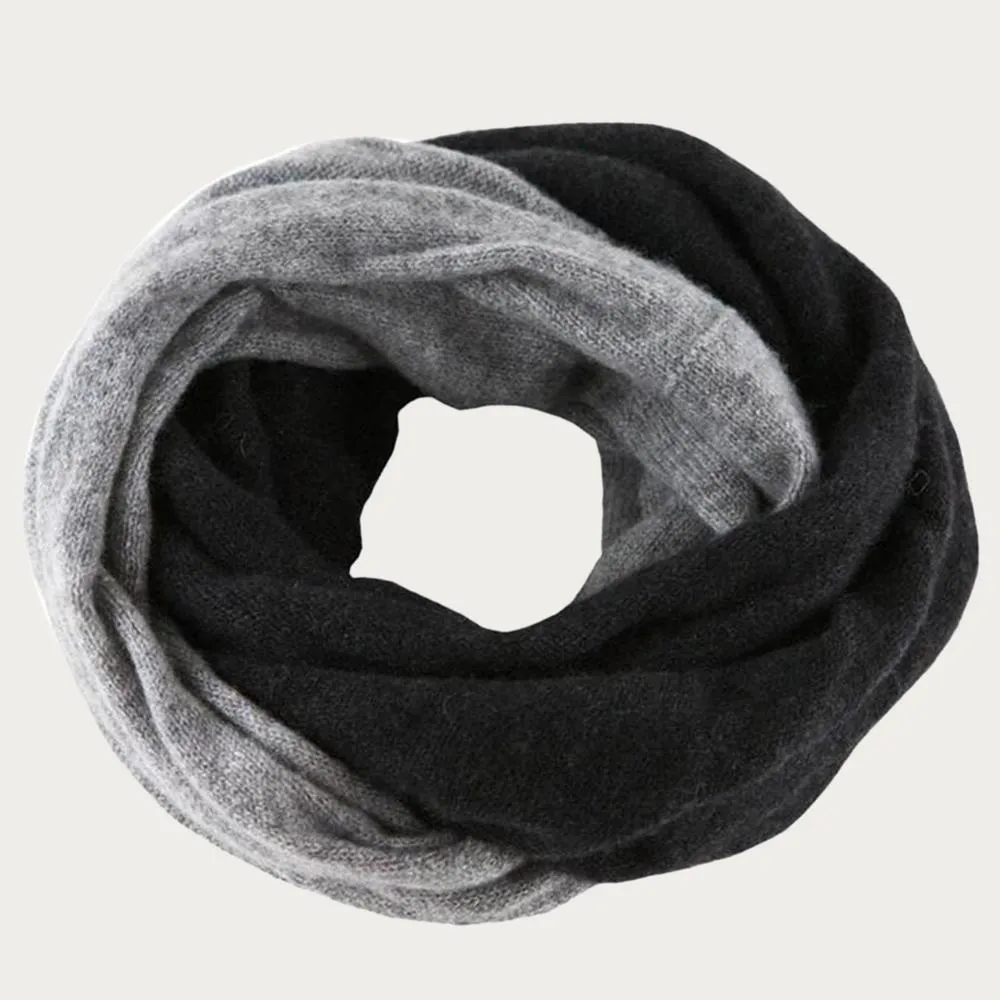 Two Tone Cashmere Snood and Cashmere Gloves Set