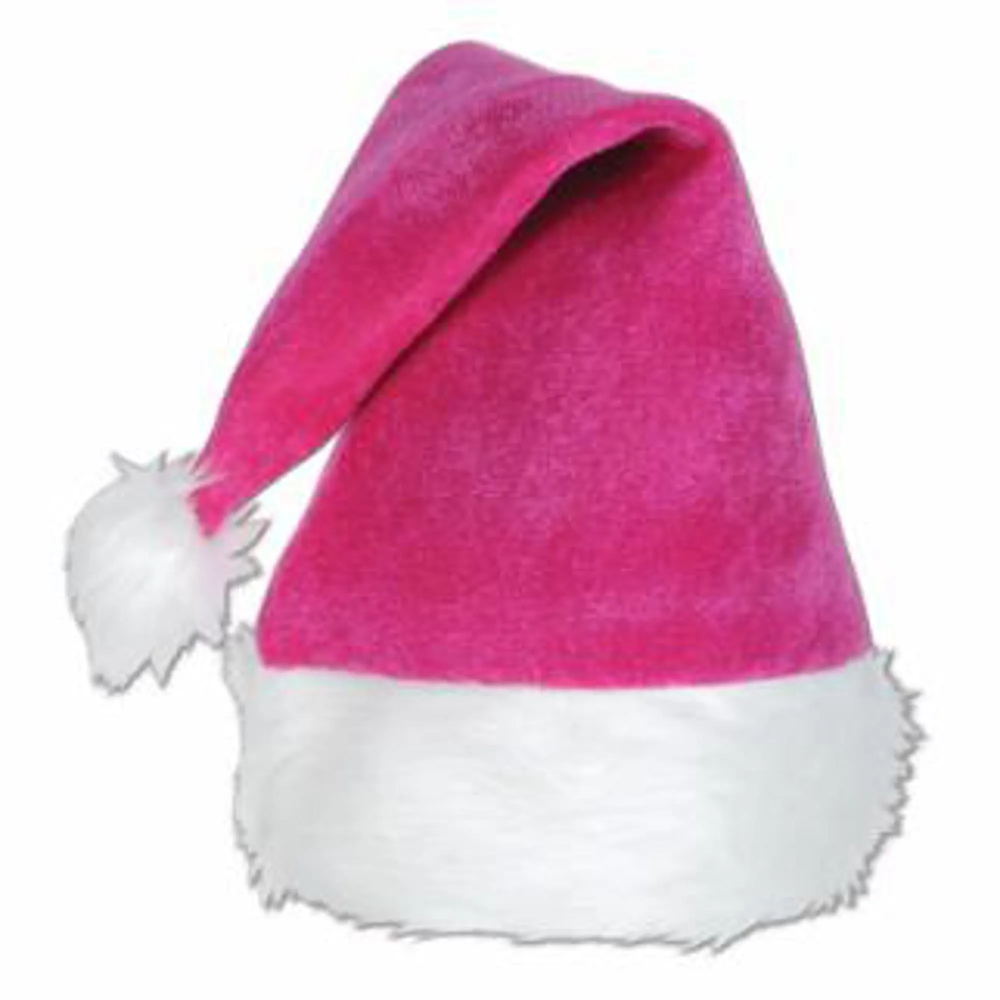 Velvet Pink Santa Hat With Plush Trim (1/Pk)