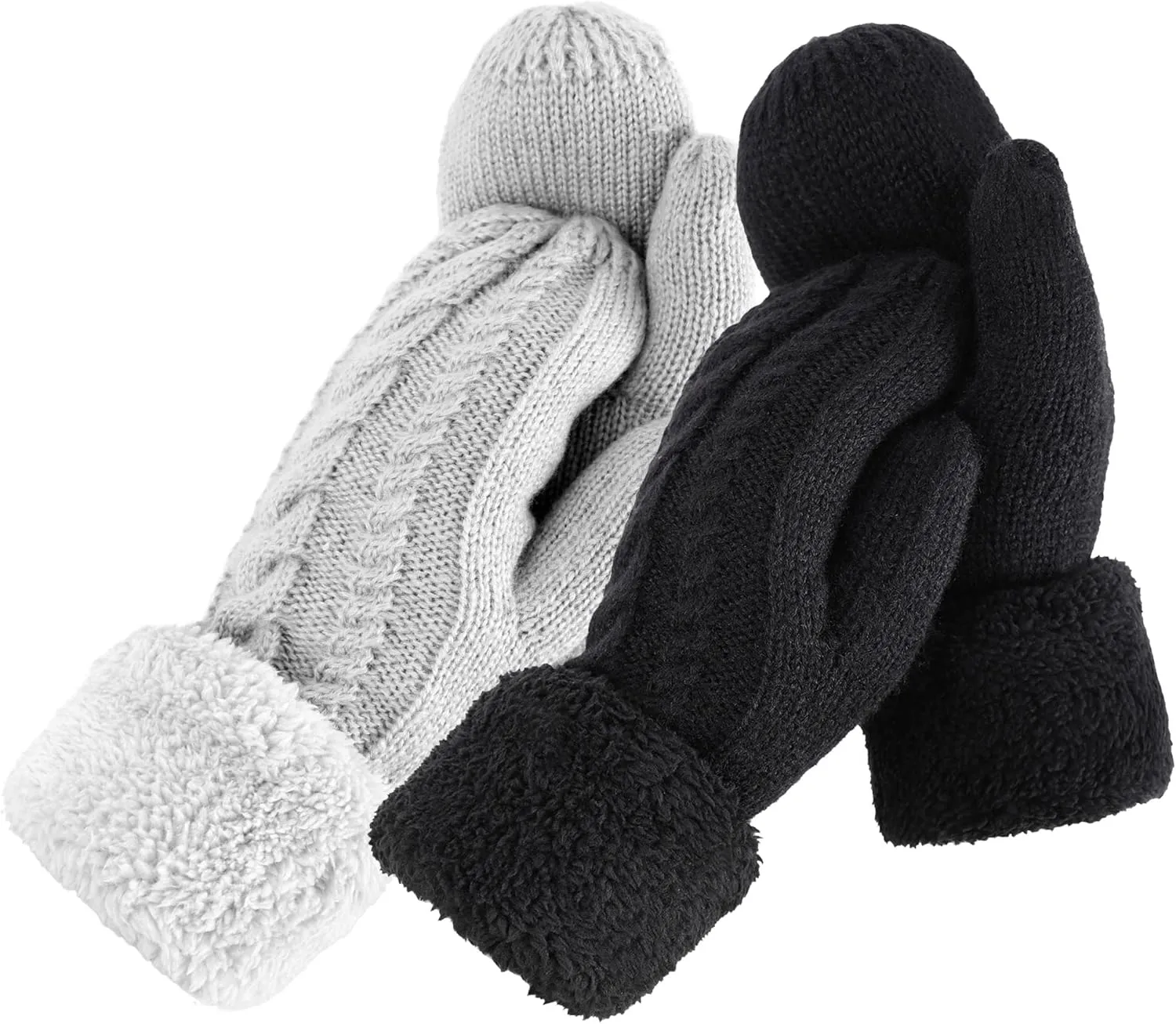 Verabella Womens Mittens Winter Knit Fleece Wool Gloves Womens Mittens Cold Weather