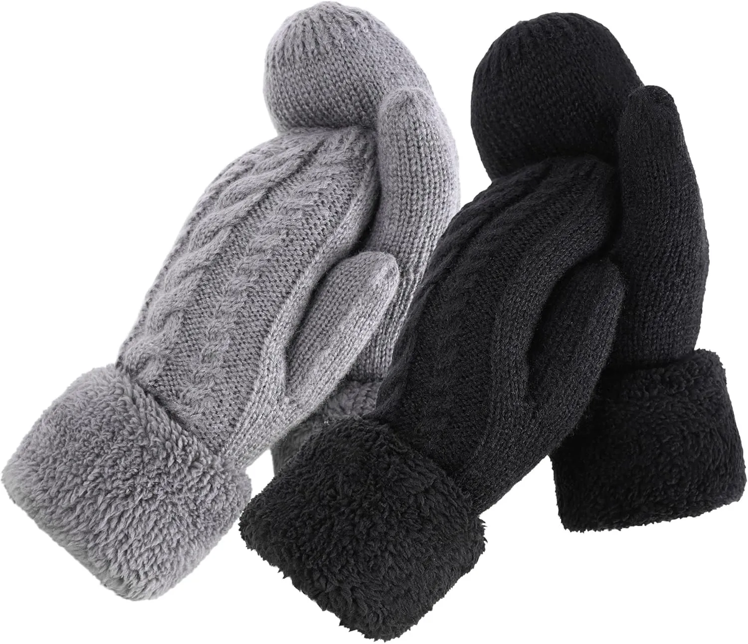 Verabella Womens Mittens Winter Knit Fleece Wool Gloves Womens Mittens Cold Weather