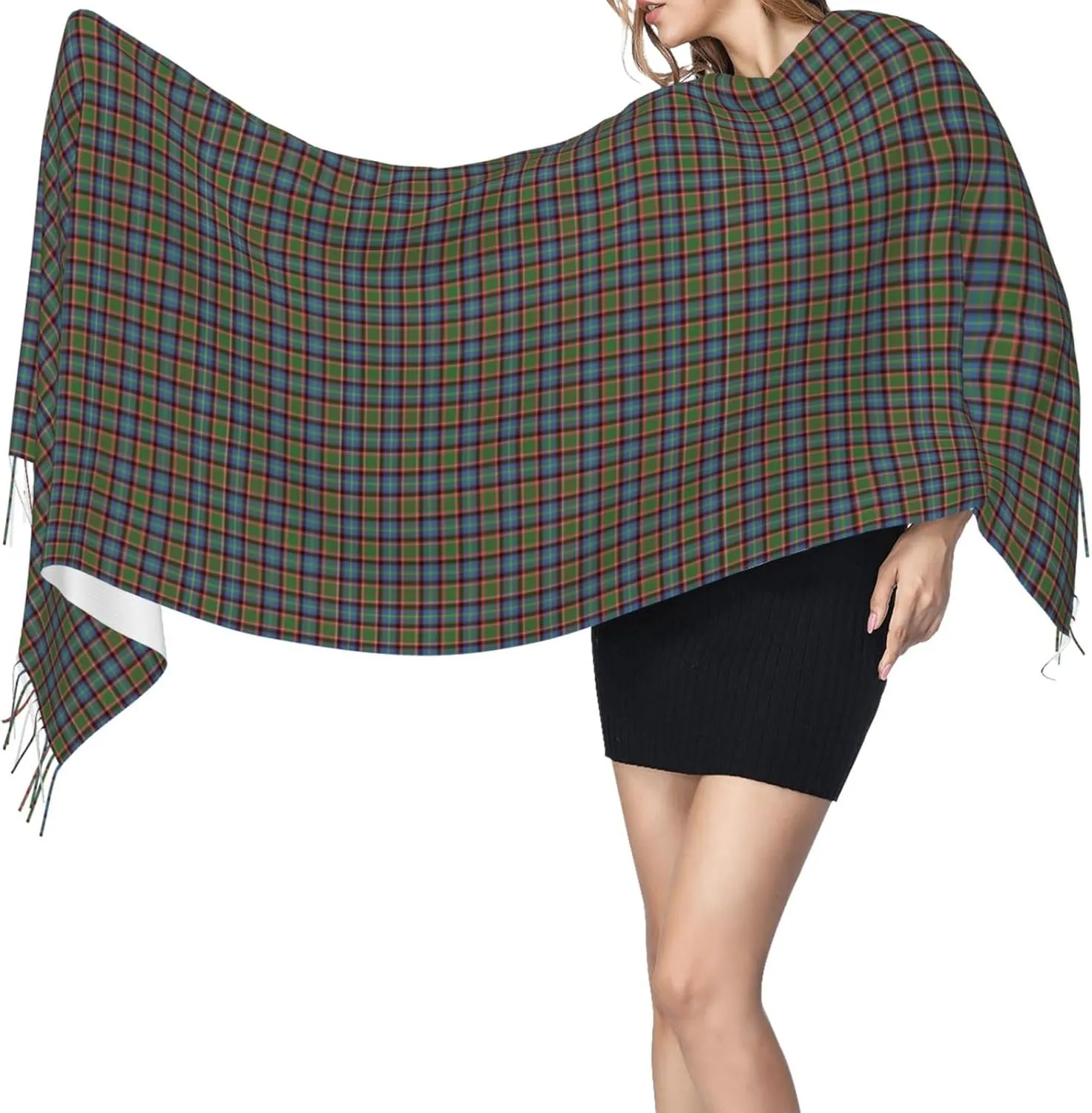 Vintage Plaid Imitation Cashmere Tassel Scarf Winter Scarf Autumn Softest Classic Warm