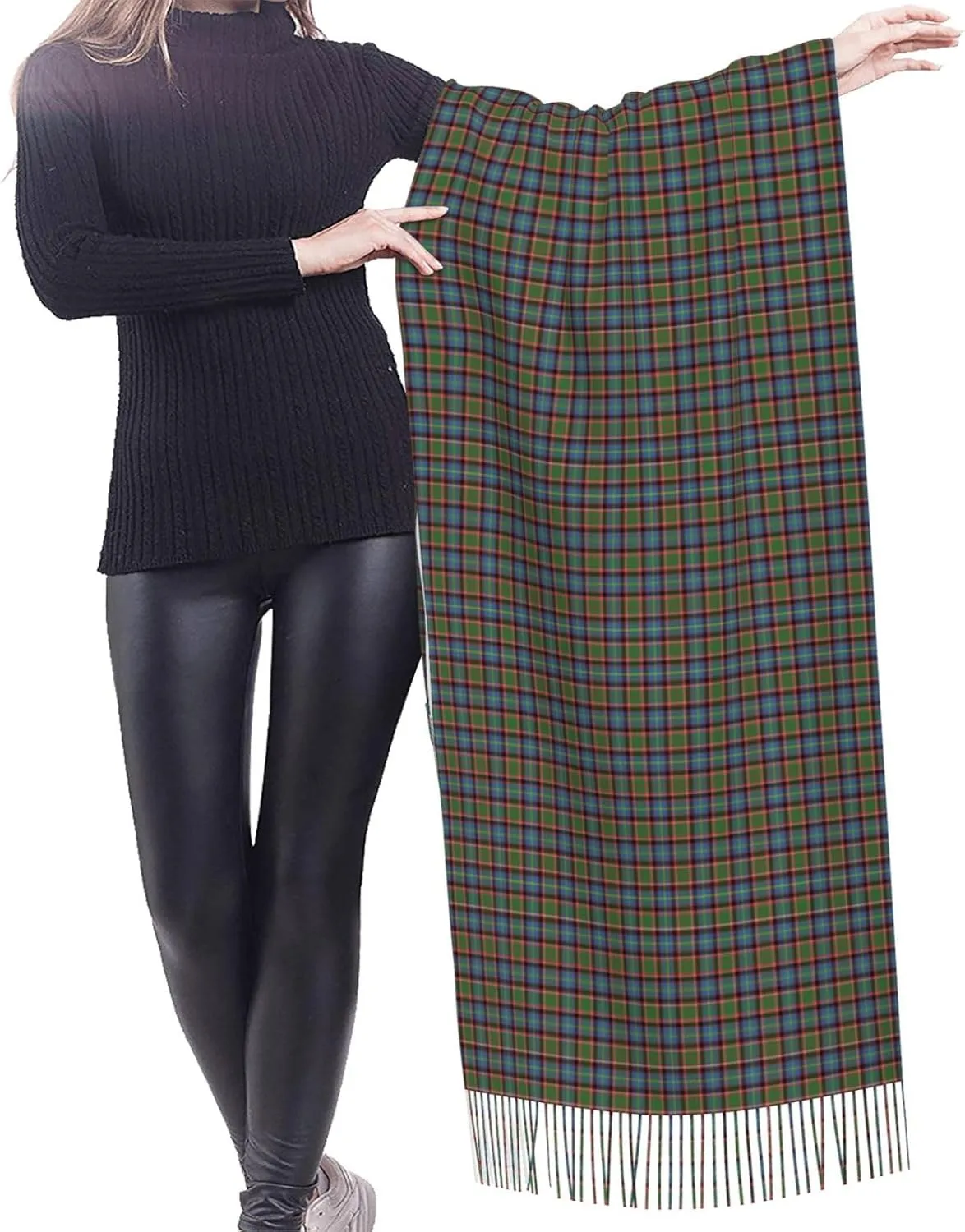 Vintage Plaid Imitation Cashmere Tassel Scarf Winter Scarf Autumn Softest Classic Warm