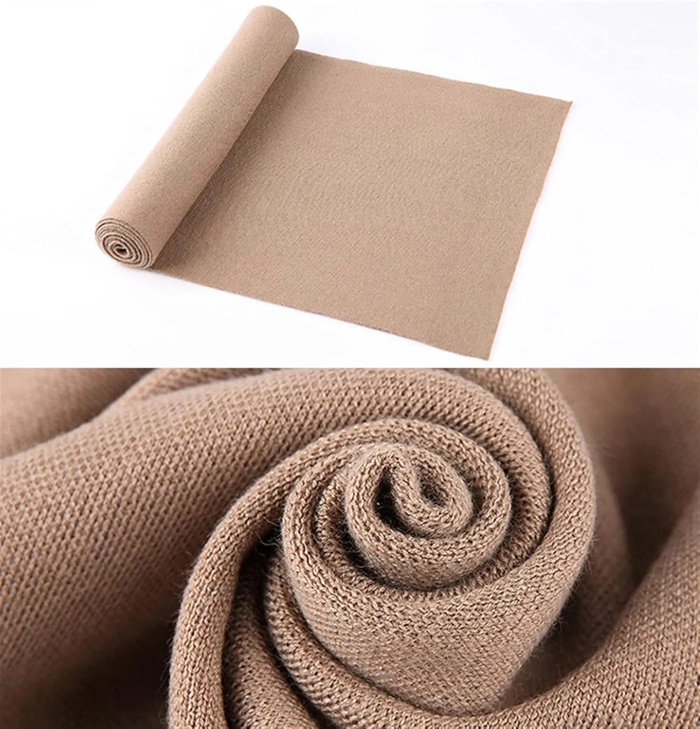 Warm Winter Solid Scarf Men Cashmere Feel Soft Long Scarves Unisex Beige, 69x30 Inch