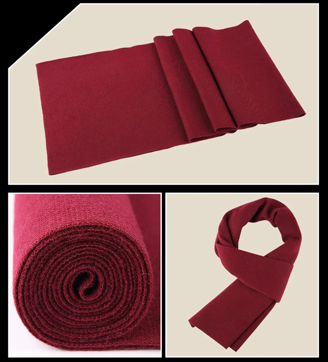 Warm Winter Solid Scarf Men Cashmere Feel Soft Long Scarves Unisex Beige, 69x30 Inch