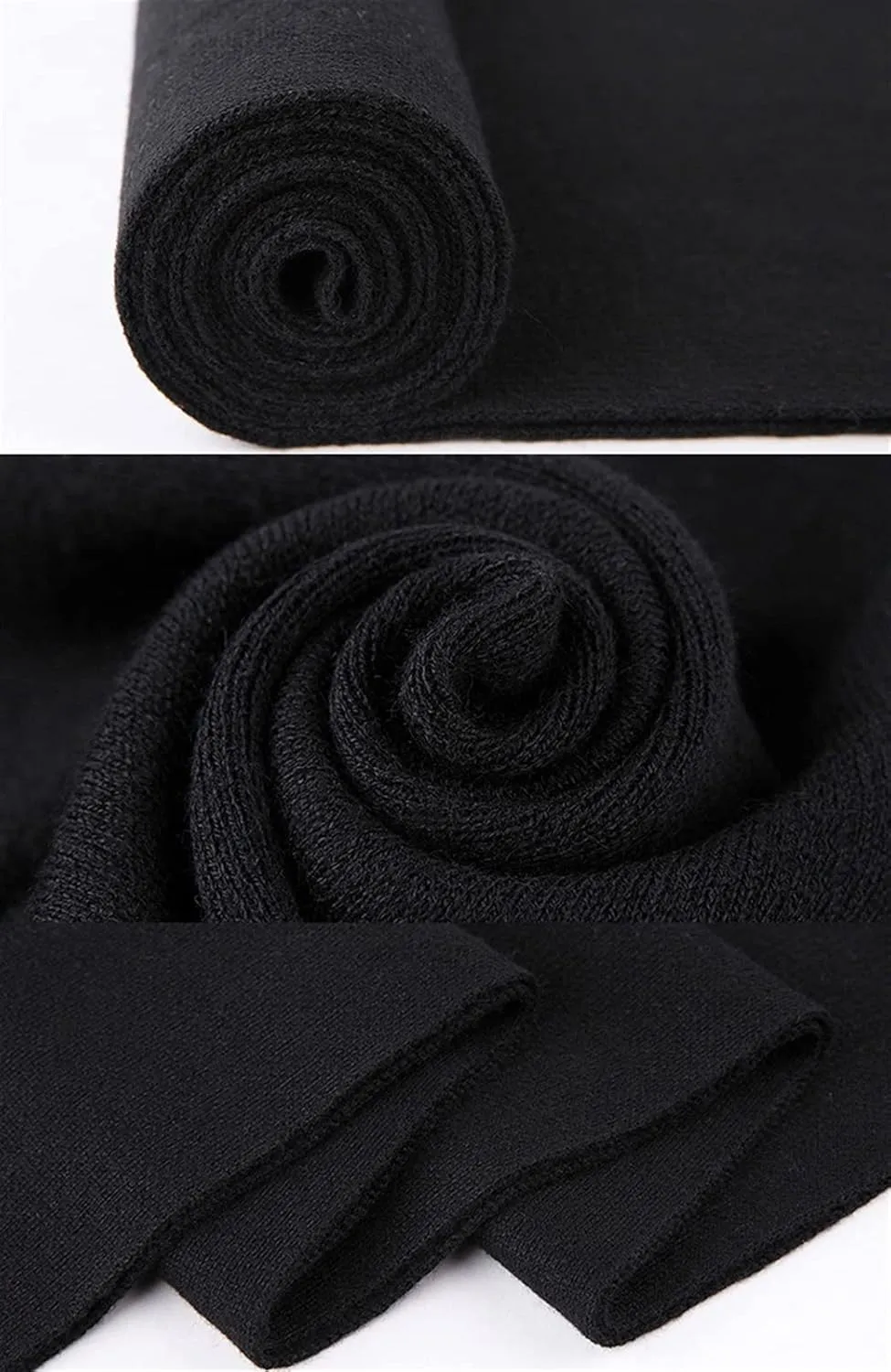 Warm Winter Solid Scarf Men Cashmere Feel Soft Long Scarves Unisex Black, 69x30 Inch