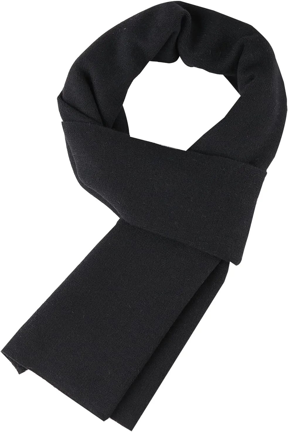 Warm Winter Solid Scarf Men Cashmere Feel Soft Long Scarves Unisex Black, 69x30 Inch