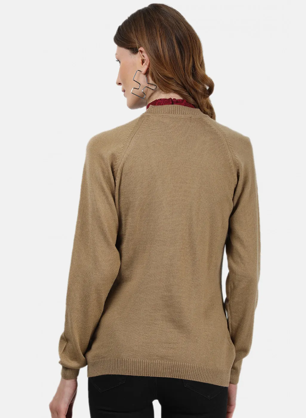 Women Light Brown Solid Cardigan