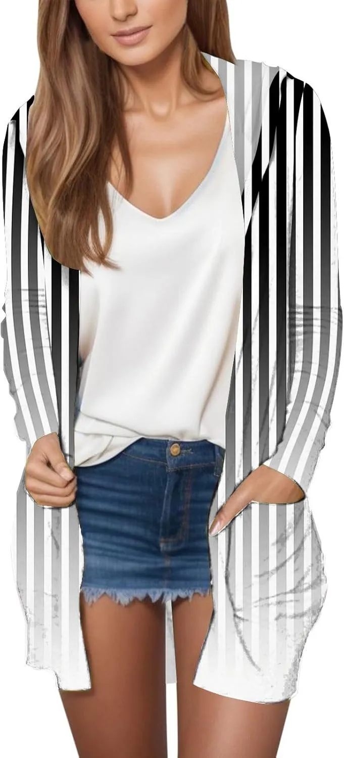 Womens Cardigans Summer Lightweight Long Sleeve with Pocket 2024 Plus Size Casual Comfy Thin Open Front Cardigans