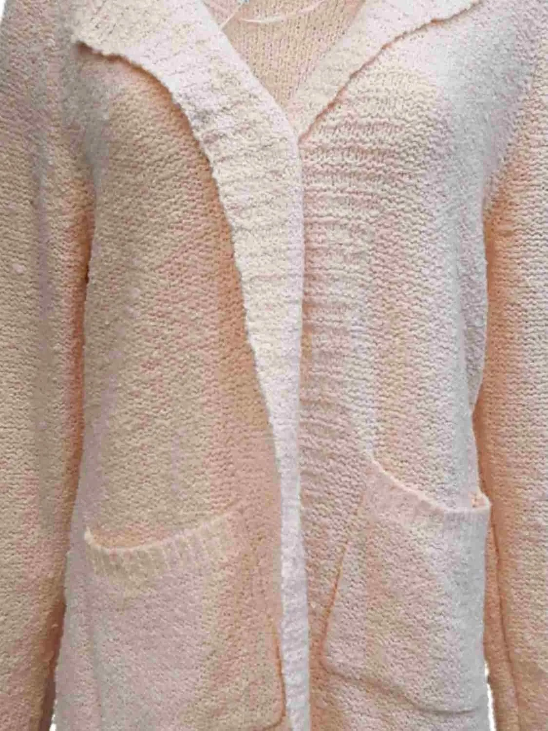 Womens Light Pink Cable Knit Notch Collar Sweater Casual & Dress Cardigan