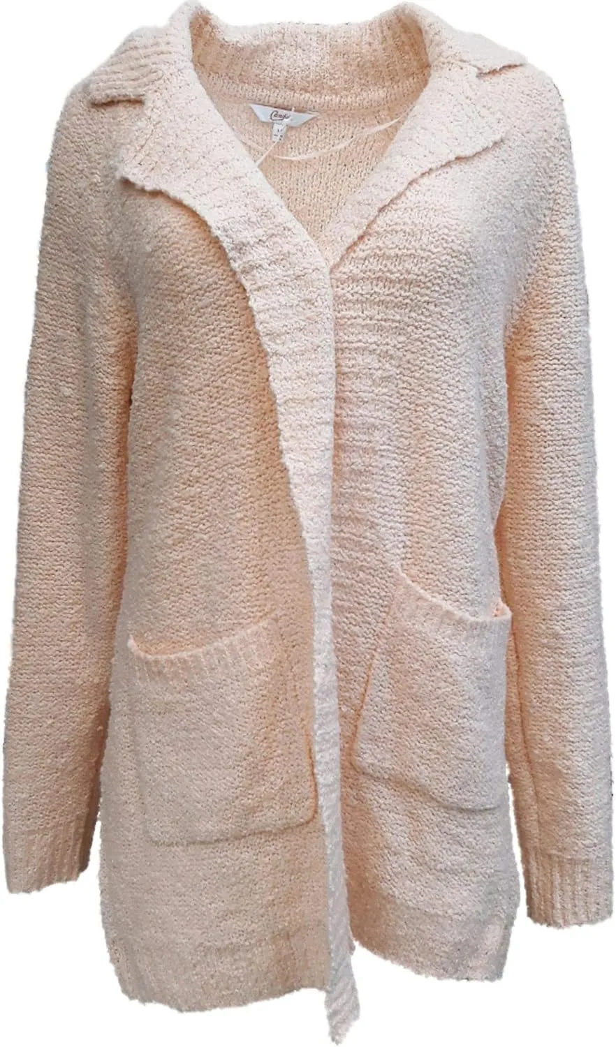 Womens Light Pink Cable Knit Notch Collar Sweater Casual & Dress Cardigan