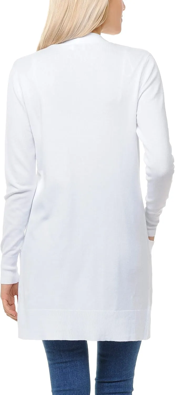 Womens Light Weight Open Front Long Cardigan with Pockets