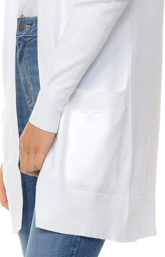 Womens Light Weight Open Front Long Cardigan with Pockets