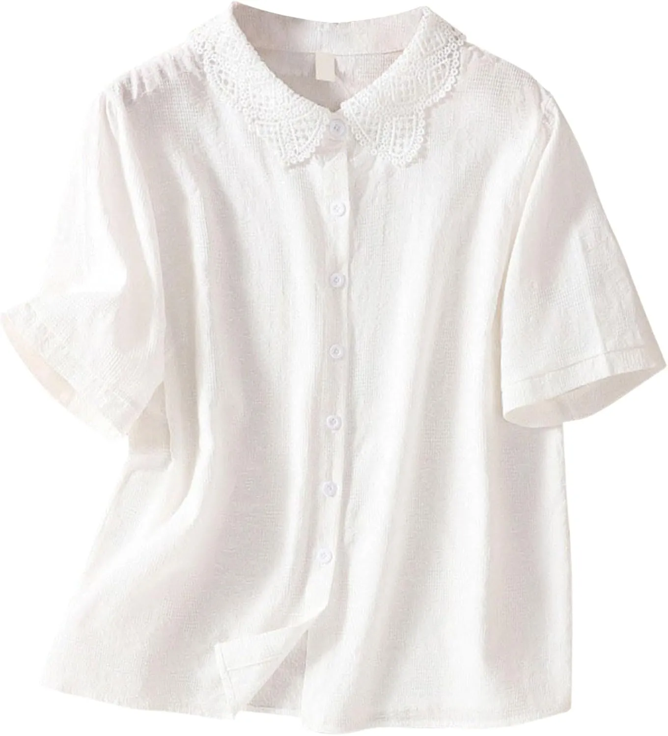 Women's Linen Shirt Short Sleeve Business Blouse V Neck Loose Soft Tops 2025 Summer Casual Trendy T-Shirts