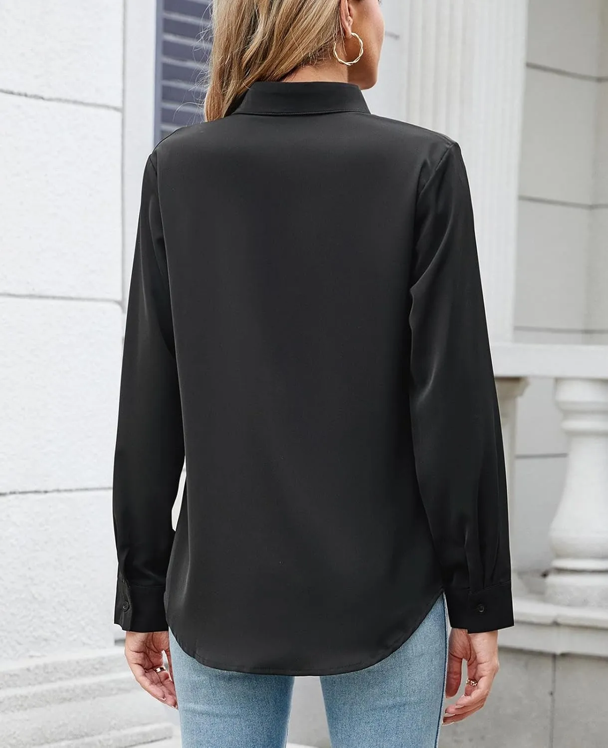 Womens Long Sleeve Button Down Shirt Ultra-Soft Stretch Wrinkle-Free Work Casual Business Office Blouse