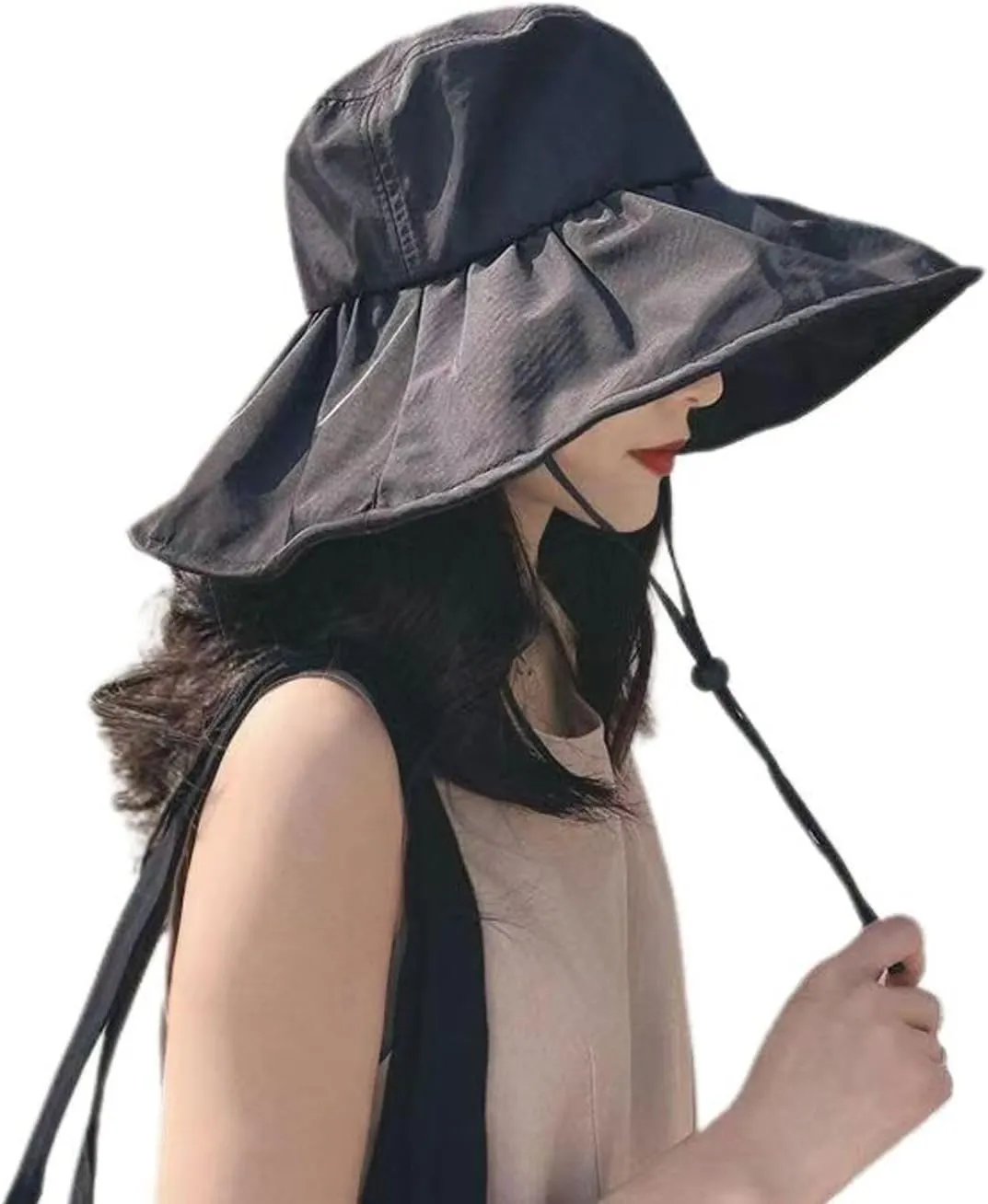 Women's Packable Sun Hat Cotton UV Protection Wide Brim Sun Cap Beach Hat Foldable Visor Travel Floppy Hats