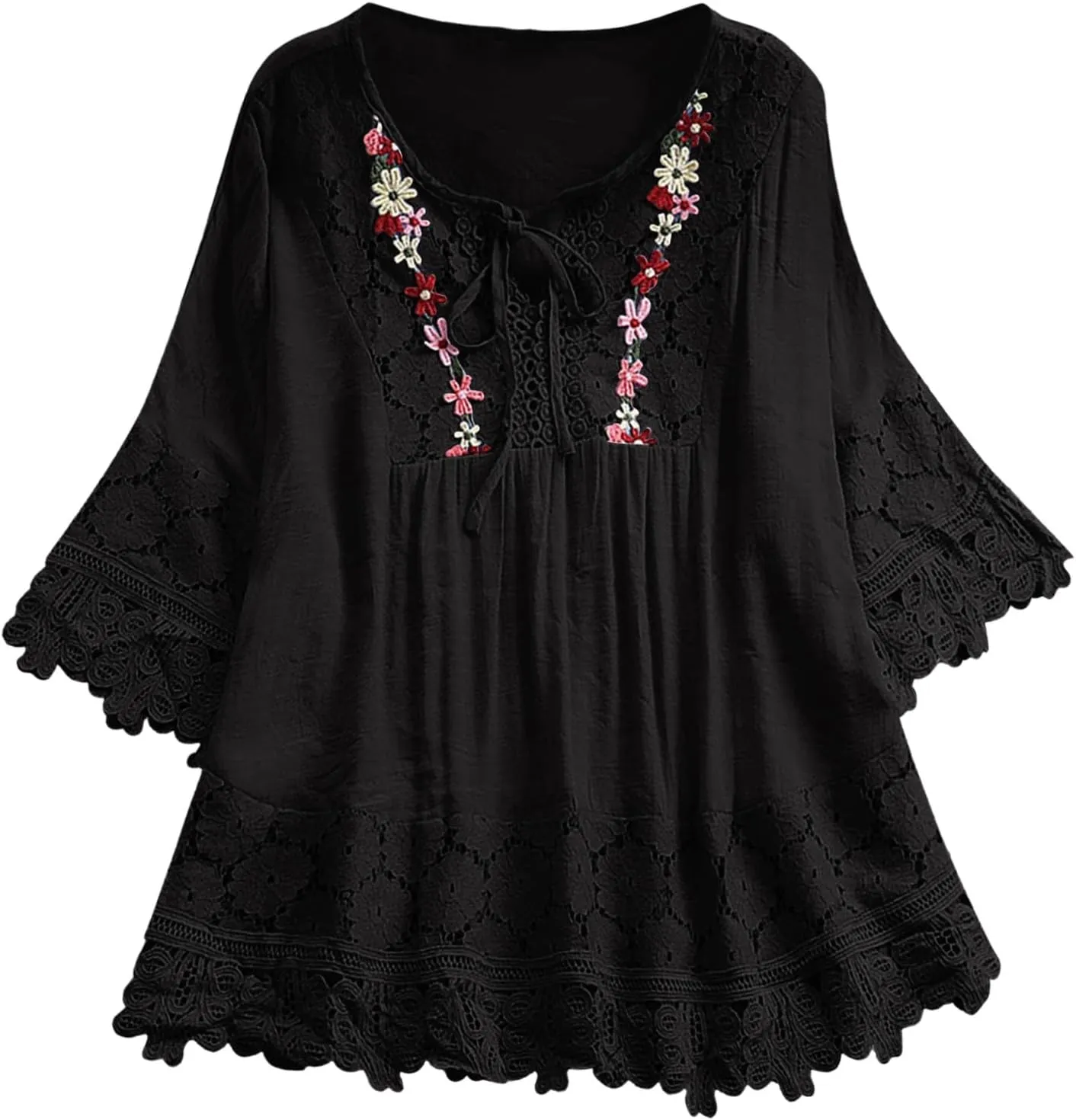 Womens Short Sleeve Linen Shirts Casual Crewneck Soft T Shirts Embroidery Loose Fit Summer Tshirt