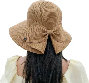 Women's Spring and Summer Outings Bowknot Big Brim Beach Hat Fashion Sun Hat Sunshade Sun Hat Adult Pool Hat