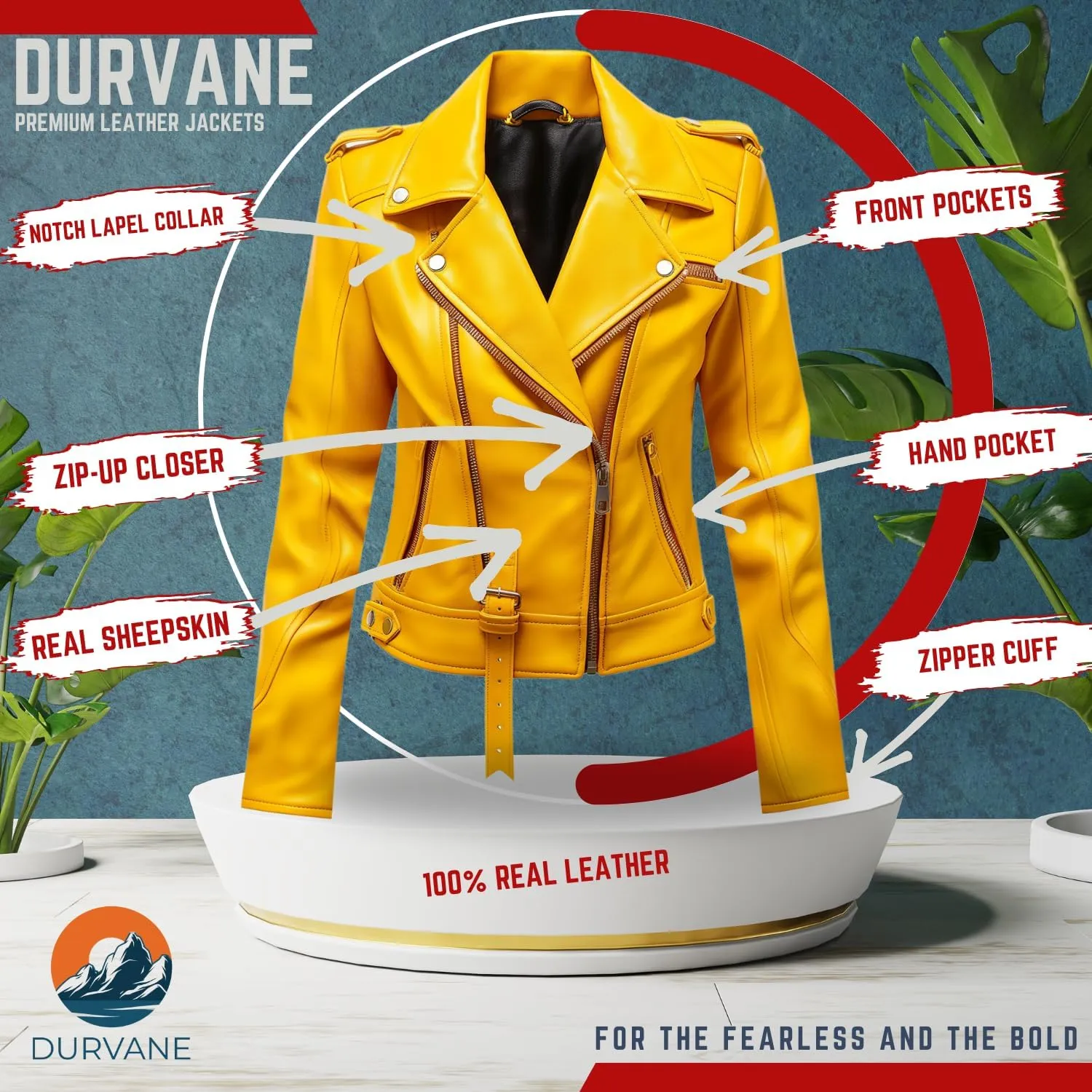 Women's Yellow Leather Biker Jacket - Slim Fit Real Lambskin, Asymmetric Zip, Belt, Stylish Moto Design