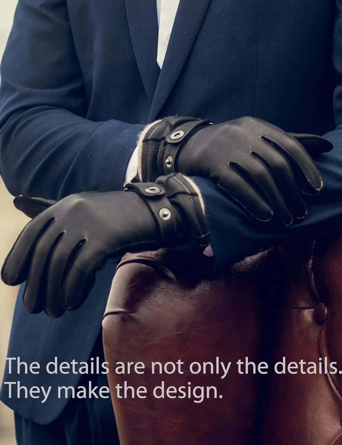 YISEVEN Men's Deerskin Leather Gloves Hand Sewn